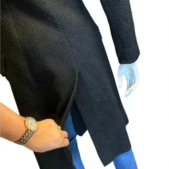 Guess by Marciano unique asymmetrical black wool coat faux fur trim. - Picture 14 of 16